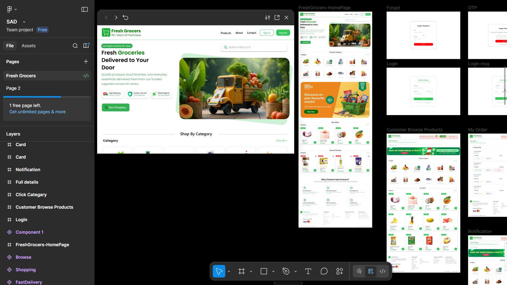 Fresh Groceries UI/UX Design - Modern grocery shopping interface